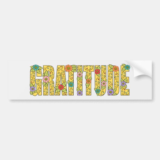 Inspirerend Gratitude-bevestiging Bright Floral Bumpersticker (Voorkant)