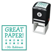 Inspirerend "GREAT PAPER!" + Aangepaste naam S Zelfinktende Stempel (In situ)