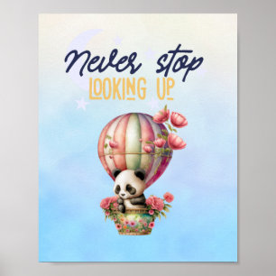inspirerend heteluchtballon - panda - poster