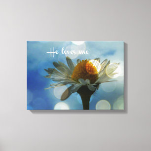 Inspirerend Hij houdt van me Quote met Daisy Canvas Afdruk