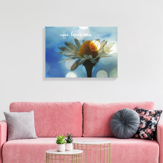 Inspirerend Hij houdt van me Quote met Daisy Canvas Afdruk (Insitu (Woonkamer))