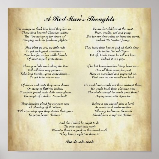 Inspirerend Indiaans Indiaas Poem Poster (Voorkant)