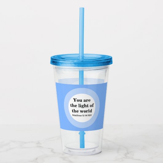 Inspirerend Je bent het licht van de Wereld Blauw Acryl Drinkbeker (Voorkant)