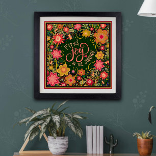 Inspirerend Joy Floral reis groen Poster