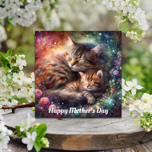 Inspirerend kat mam kitten bloemig Moederdag Kaart