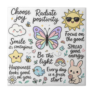Inspirerend Kawaii-Boho Butterfly Sticker Sheet Tegeltje
