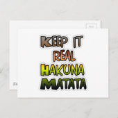 Inspirerend "Keep It Real Hakuna Matata" kunst Briefkaart (Voorkant / Achterkant)