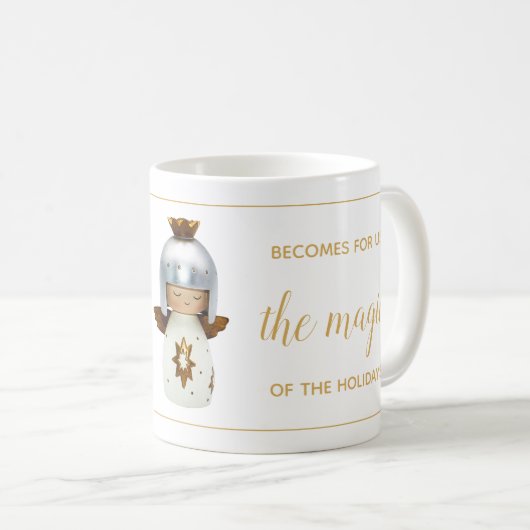 Inspirerend kerstcitaat met engelse en goudtekst koffiemok (Voorkant rechts)