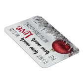 Inspirerend kerstcitaat met rood ornament magneet (Rechterzijde)