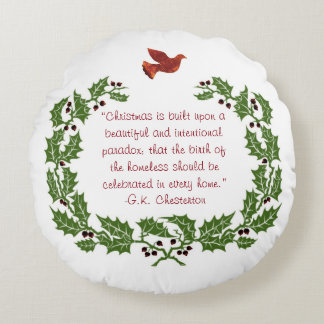 Inspirerend kerstoffertes rond kussen