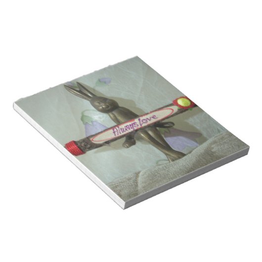 Inspirerend konijn: altijd liefde teken kunst afdr notitieblok (Schuin)