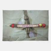 Inspirerend konijn: altijd liefde teken kunst afdr theedoek (Horizontaal)