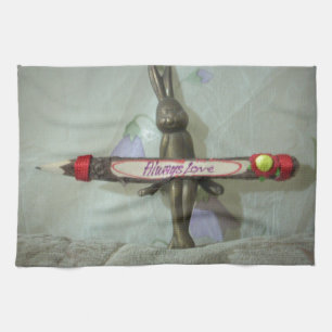 Inspirerend konijn: altijd liefde teken kunst afdr theedoek