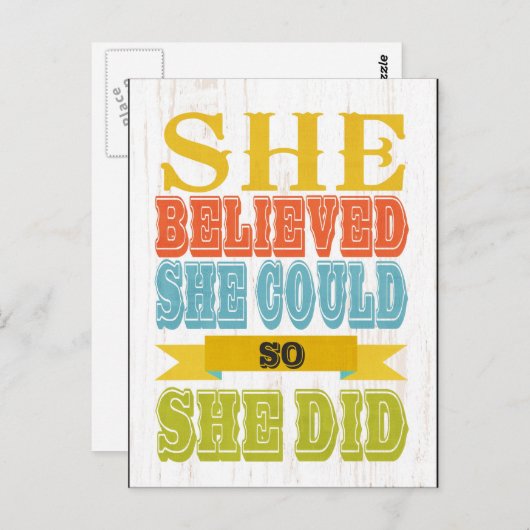 Inspirerend kunst - ze geloofde dat ze het deed briefkaart (Voorkant / Achterkant)