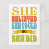 Inspirerend kunst - ze geloofde dat ze het deed briefkaart (Voorkant)