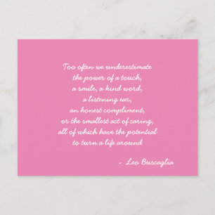 Inspirerend Leo Buscaglia Citaat Roze en Wit Briefkaart