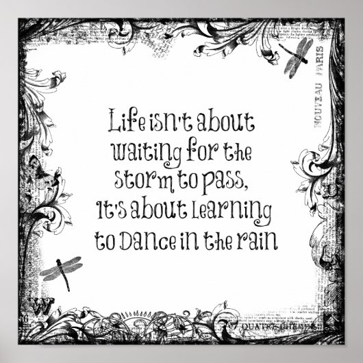 Inspirerend levensstandaard: Dansen in regen Poster (Voorkant)