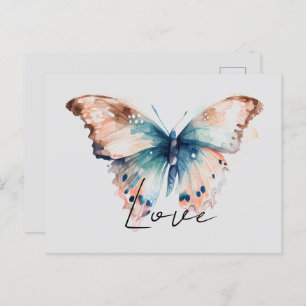 Inspirerend liefde Aqua Blue Butterfly Briefkaart