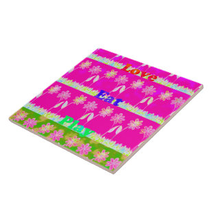 Inspirerend liefde eten spelen bloem ontwerp tegeltje