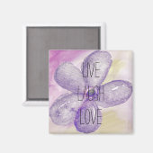 Inspirerend Live, Lach, Liefde Waterverf Flower Magneet (Voorkant / Achterkant)