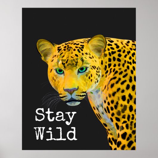 Inspirerend luipaard Verblijf Wild Black Poster (Voorkant)
