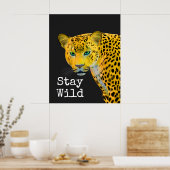 Inspirerend luipaard Verblijf Wild Black Poster (Keuken)