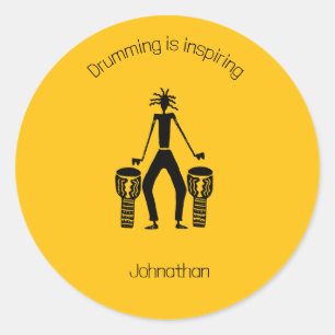 Inspirerend, magische Silhouette Drummer Ronde Sticker
