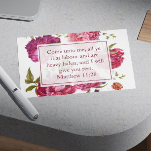 Inspirerend Matteüs 11:28 Roze Bloemen Briefkaart