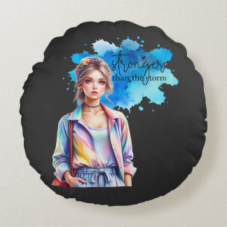 Inspirerend Meisje Grafisch ontwerp Rond Kussen