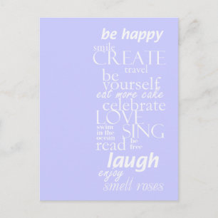 inspirerend motivatie - wees blij, zing, lach briefkaart