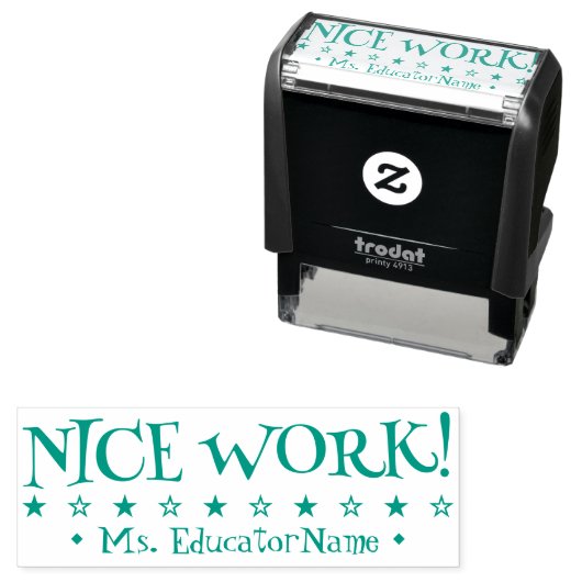 Inspirerend "NICE WORK!" Educator Rubber Stamp Zelfinktende Stempel (In situ)
