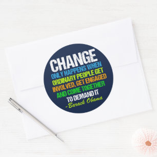 Inspirerend Obama citeert politieke verandering Ronde Sticker