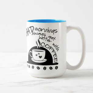 Inspirerend ochtenden beter met koffie zwart tweekleurige koffiemok