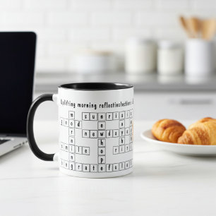 Inspirerend ochtendgedachten, kruiswoordpuzzel mok