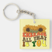 Inspirerend Omarm Wordart Sleutelhanger (voorkant)