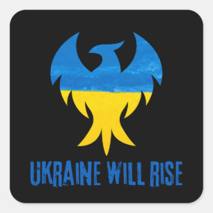 Inspirerend Phoenix Rising Ukraine-kleuren Vierkante Sticker