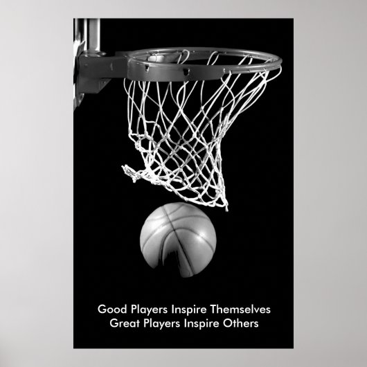 Inspirerend Quote Basketbal Zwart & Wit Poster (Voorkant)