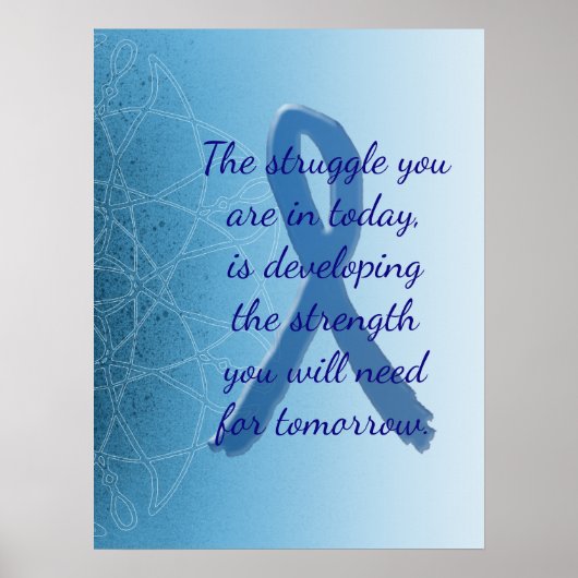 Inspirerend Quote Blue CFS Ribbon Poster (Voorkant)