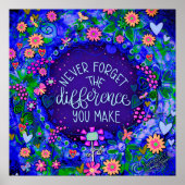 Inspirerend Quote Difference Blue Classroom Poster (Voorkant)