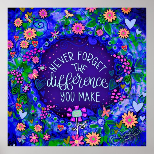 Inspirerend Quote Difference Blue Classroom Poster (Voorkant)