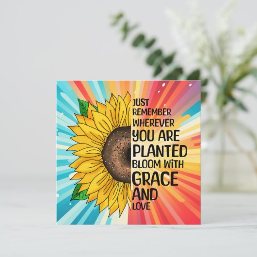 Inspirerend Quote en Hand getrokken Zonnebloem (Staand voorkant)