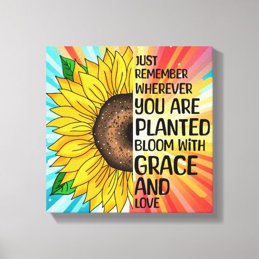 Inspirerend Quote en Hand getrokken Zonnebloem Canvas Afdruk (Voorkant)