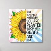 Inspirerend Quote en Hand getrokken Zonnebloem Canvas Afdruk (Voorkant)