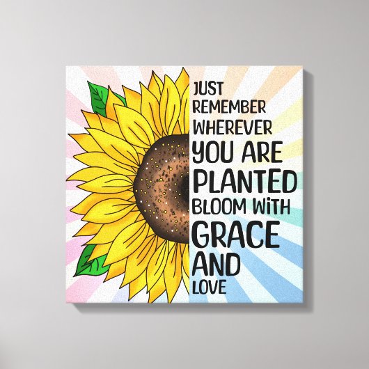 Inspirerend Quote en Hand getrokken Zonnebloem Canvas Afdruk (Voorkant)