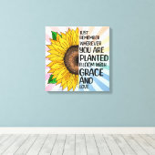 Inspirerend Quote en Hand getrokken Zonnebloem Canvas Afdruk (Insitu (Houten vloer))