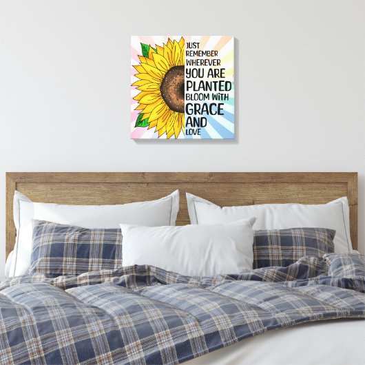 Inspirerend Quote en Hand getrokken Zonnebloem Canvas Afdruk (Insitu (Slaapkamer))