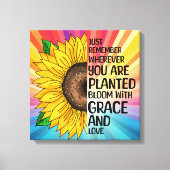 Inspirerend Quote en Hand getrokken Zonnebloem Canvas Afdruk (Voorkant)