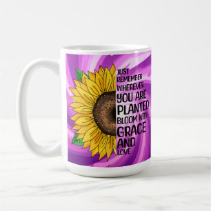 Inspirerend Quote en Hand getrokken Zonnebloem Koffiemok