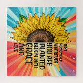 Inspirerend Quote en Hand getrokken Zonnebloem Legpuzzel (Horizontaal)