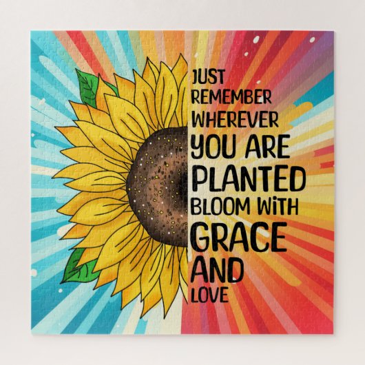 Inspirerend Quote en Hand getrokken Zonnebloem Legpuzzel (Verticaal)